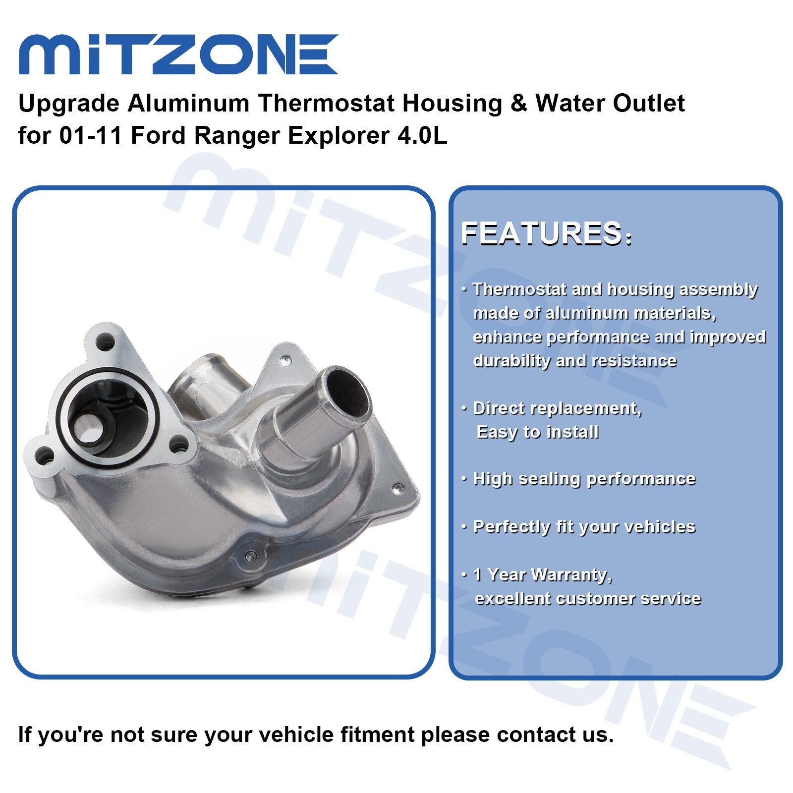 Aluminum Thermostat Housing & Water Outlet for 01-11 Ford Ranger ...