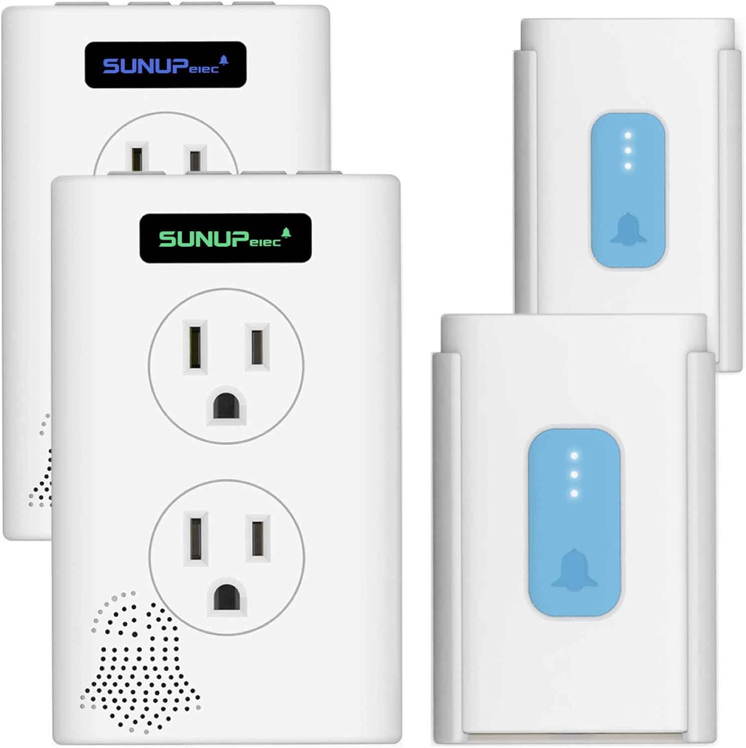 Wireless Doorbell Kit with 1400ft Range Extra Outlets Built-in Nightlight for Home Security