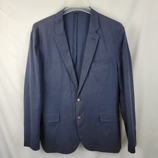 J.Crew Mid Blue Ludlow Slim Fit Unstructured Men Blazer Cotton Linen Somelos 44R