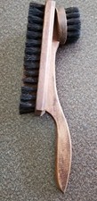 VINTAGE, 12" LONG SHOE SHINE BRUSH, WOODEN HANDLE, BRUSHES ON BOTH SIDES