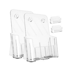 Acrylic Brochure Holder 8.5 x 11 inches, 2 Pack Clear Brochure Display Stand ...