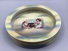 Vtg THE FIRST LESSON BABY BOWL Yellow Blue patches - hand painted graphic