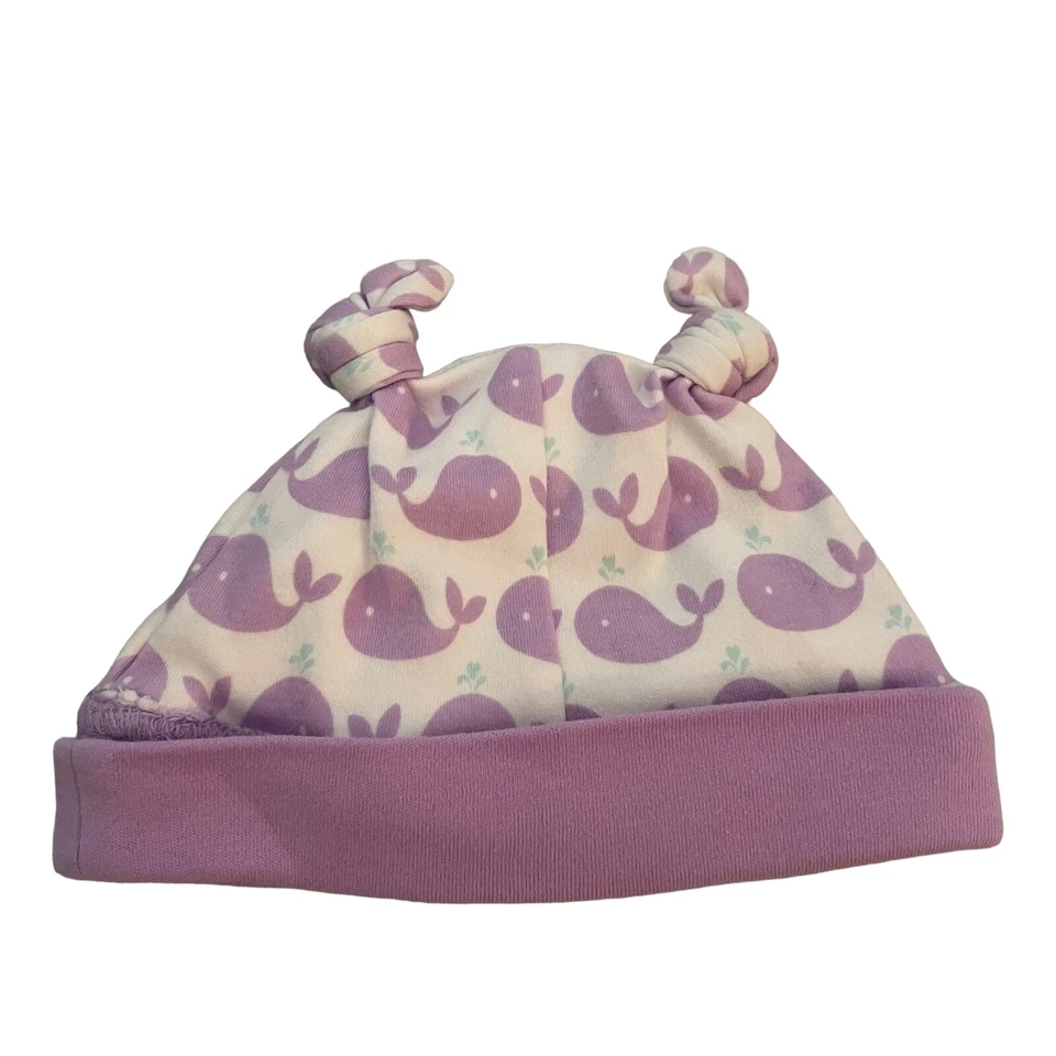 Gymboree Newborn Purple Whale Baby Girl Hat - Image 2 of 4