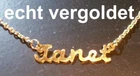 Hierzegger Janet Name Necklace 24k Gold Plated Chain for Women New 42-43cm