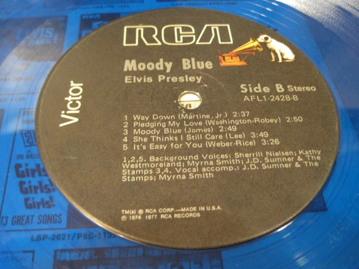 Elvis Presley- Moody Blue LP Vinyl Blue Vinyl RCA AFL 1-2428