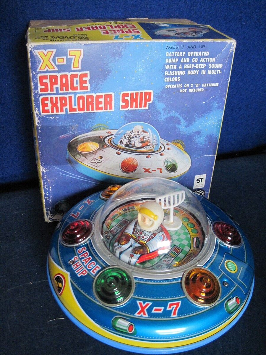 Vintage X-7 Space Explorer Ship Japan Battery Operated Toy W/Orig
