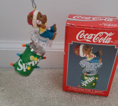 1993 Enesco Coca-Cola Celebrating with a Splash Tree Ornament Sprite Can