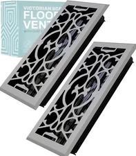 2-Pack Victorian Floor Vent Cover Register With Mesh Cover Trap Heat