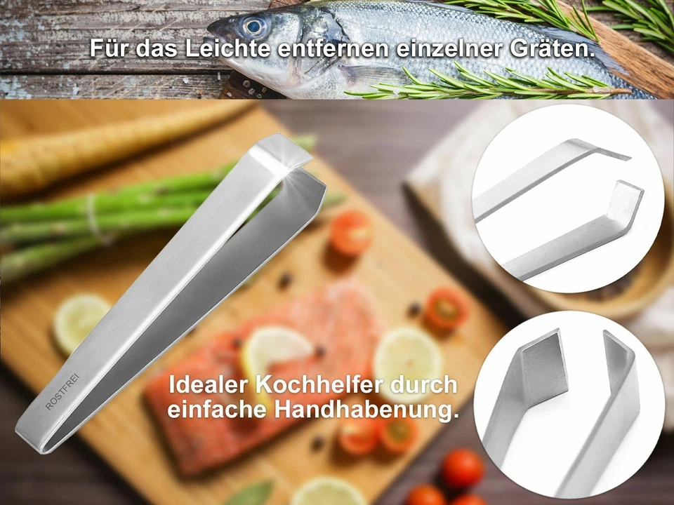 Premium Grätenzange Fischpinzette Grätenpinzette Fischgrätenpinzette Edelstahl - Bild 3 von 4