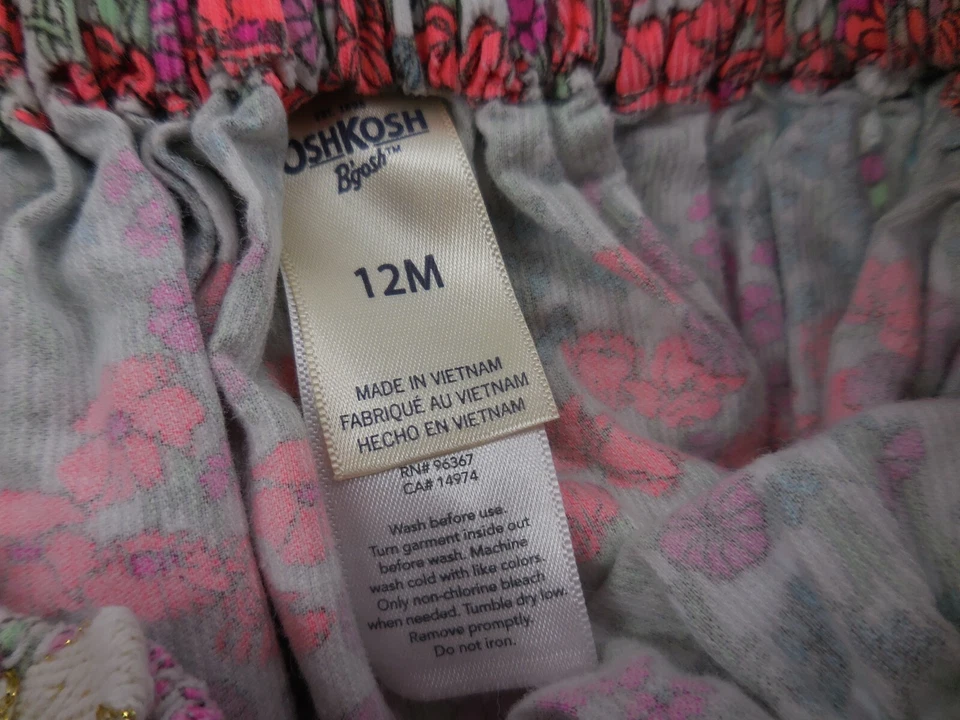 OshKosh Genuine Kids Baby Girls Size 12 Months Elastic Waist Pink Floral Skirt.. - Image 4 of 4
