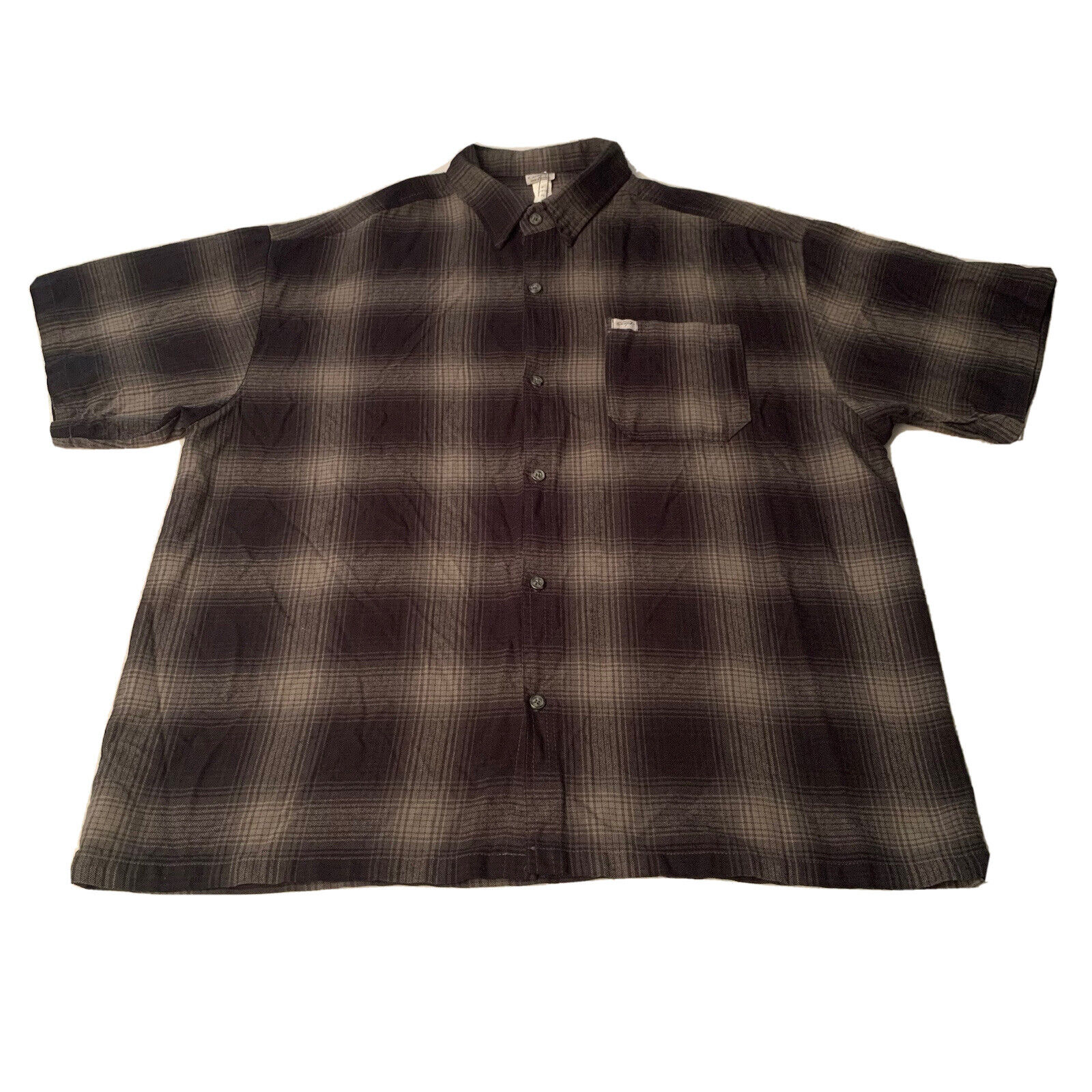 CalTop Short Sleeve Plaid Flannel Button Down Shirt Size 5XL Made 