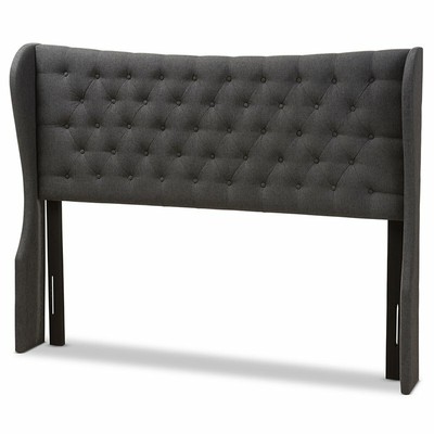 Baxton Studio Cadence Queen Winged Panel Headboard in Dark Gray