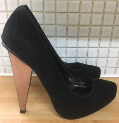Damen Plateau Pumps Rebel Heart Damen Wildlederimitat Größe 3/36 NEU* schwarz