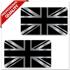 70x45mm QTY X2 UNION JACK FLAG MADE IN BRITAIN STICKER SILVER CLASSIC