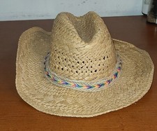 Kids Cowboy Hat Straw 5-7 Years Colorful Band Excellent Condition