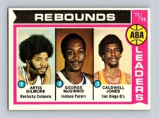 1974-75 Topps ABA Rebound Ldrs Gilmore/McGinnis/Jones #211