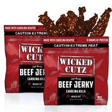 Wicked Cutz Carolina Killa Super Spicy Beef Jerky 27g Protein Per Bag Tender ...