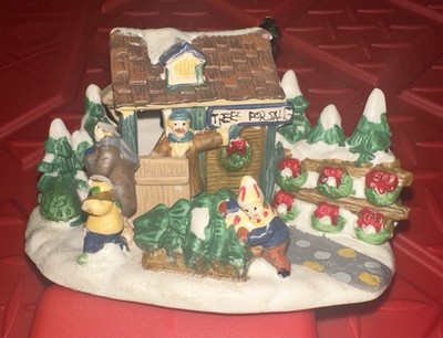Vintage Cobblestone Corners Christmas Village Trees for Sale Tree Farm 2003