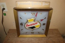 Vintage 1950's Falstaff Premium Quality Beer 17" Lighted Metal Clock Sign