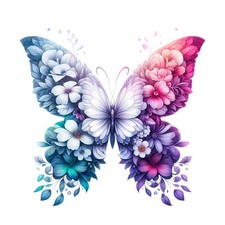 7x Sticker Blumen Schmetterling Autoaufkleber 9x9cm Blüten Ranke Deko Set