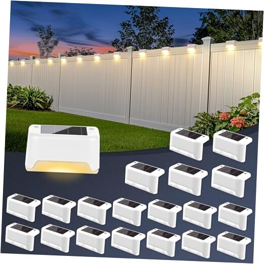Solar Deck Lights Outdoor Waterproof, Solar Powered Fence Lights 20Pack White