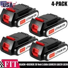 4-PACK 20Volt 3.0Ah Battery For Black and Decker 20V MAX Lithium LBXR20 LBX20