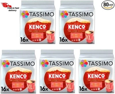 Tassimo Kenco Americano Grande XL Coffee Pods X16 (Pack of 5, Total 80 Drinks)