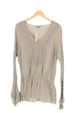 BRAEZ Bluse Damen Grau Gr. 40/L Bohème Elegant Langarm Baumwolle