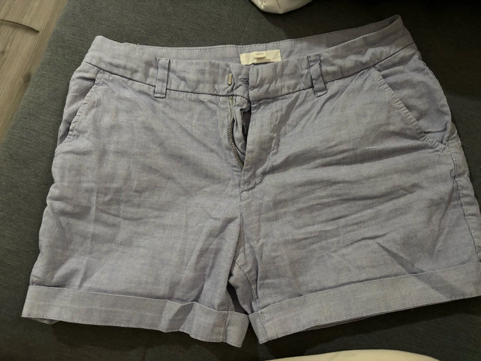 H&M L.o.g.g. Shorts kurze Hose hellblau weiß gestreift Stretch Baumwolle M 38-40 - Bild 1 von 1