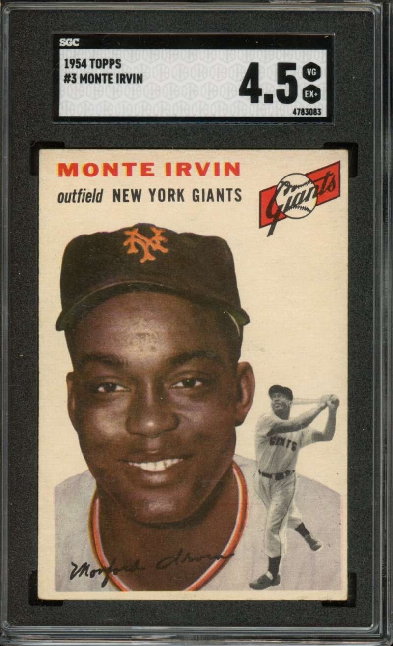 1954 Topps #3 Monte Irvin New York Giants HOF SGC 4.5 VG-EX+