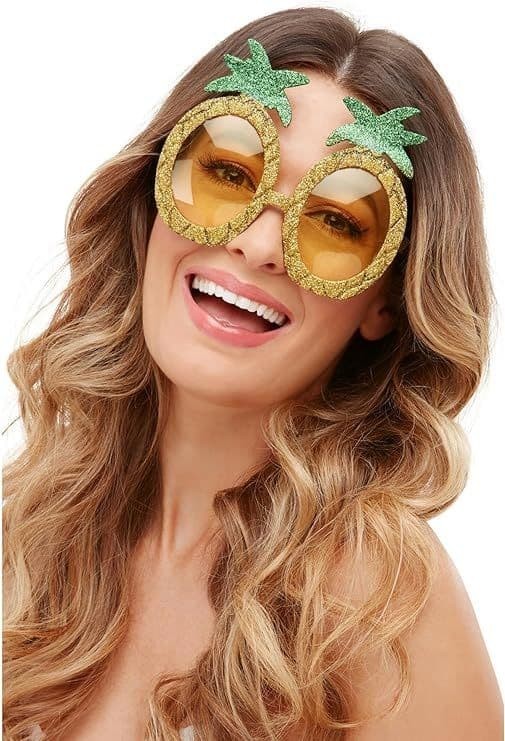 Adult Tropical Pineapple Glitter Glasses