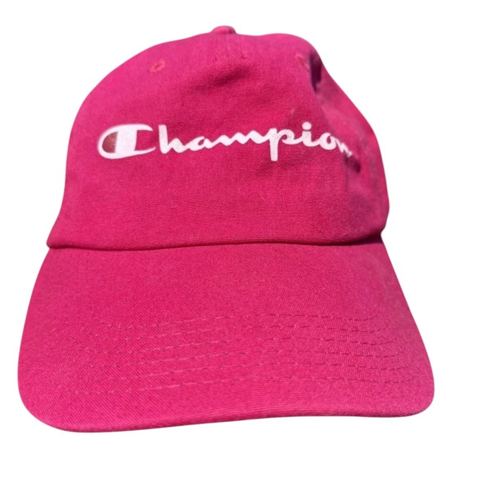 Champion Auténtico Sombrero Deportivo Atlético Gorra Rosa Caliente Con Logo Blanco Ajustable Foto 2 de 4