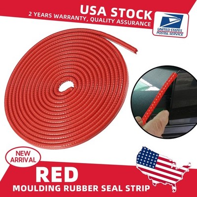 6M U Shape Car Door Edge Guard Molding Trim Protector Red Rubber Seal Strips
