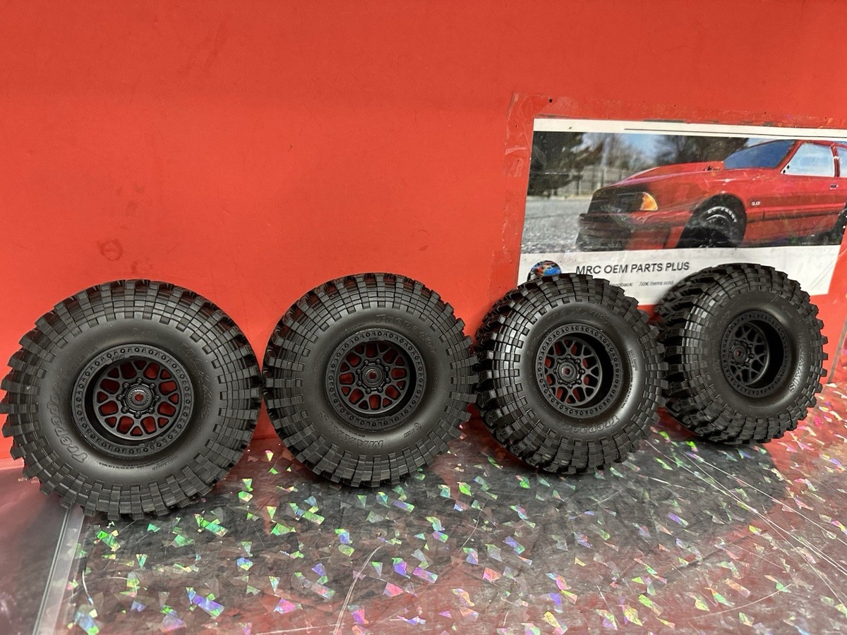 4x Axial Maxxis Trepador 1/10 1.9” 12mm Hex Crawler Tires Wheels