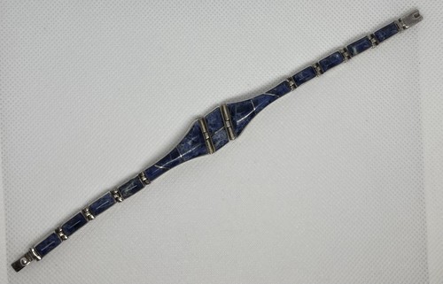 7.5” Taxco Blue Sodalite Bracelet Vintage .950 Silver Mexico TL-88 - Picture 8 of 8