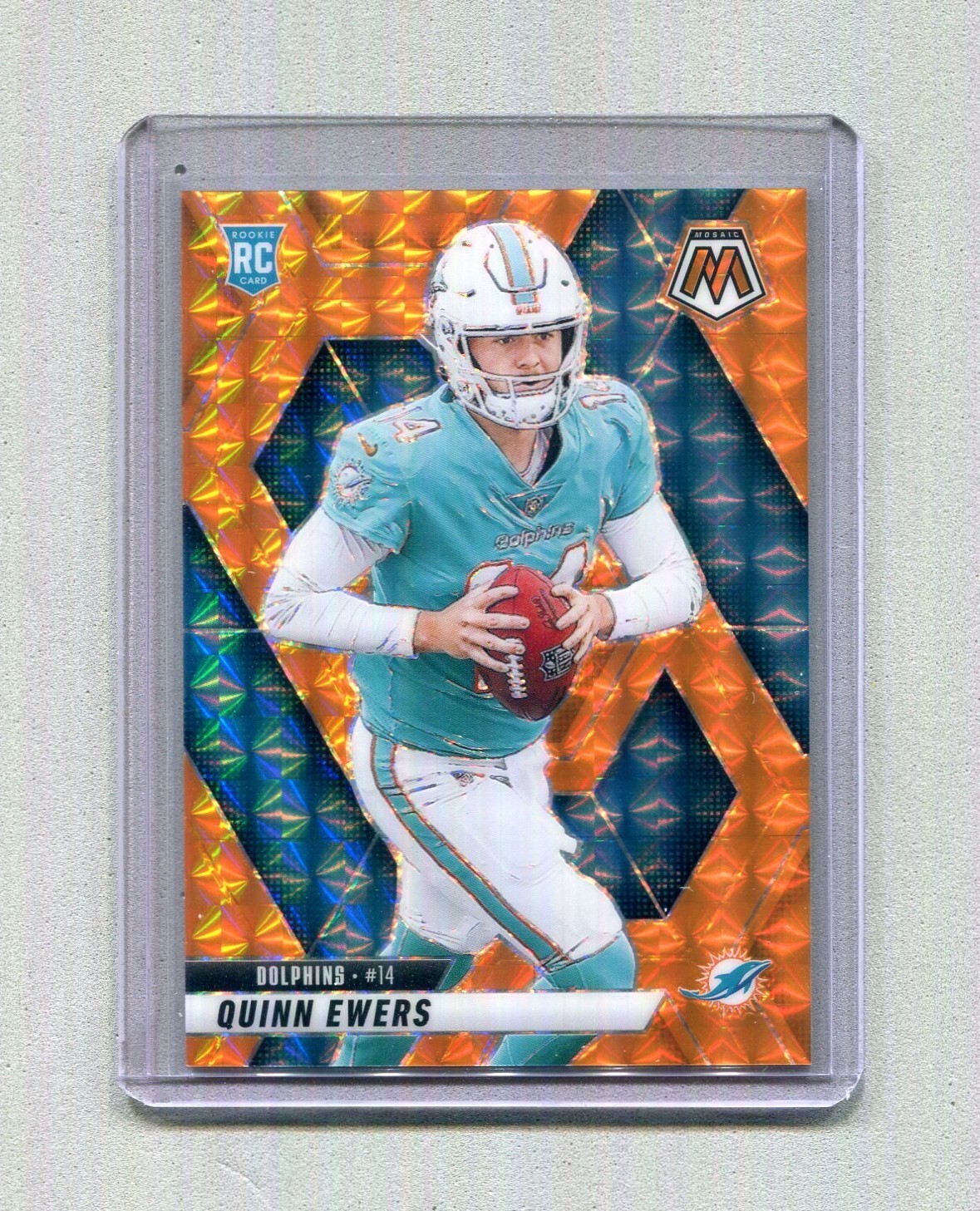 2025 Panini Mosaic #308 Quinn Ewers Mosaic Orange Rookie Card /199 Dolphins