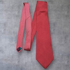 Tommy Hilfiger Silk Tie Red Navy Star Pattern USA Made Wide Necktie