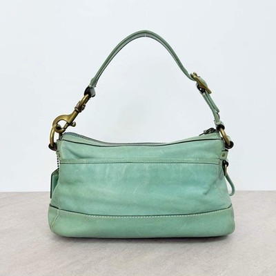 COACH Legacy 65th Turn Lock Shoulder Bag Mint Green Leather