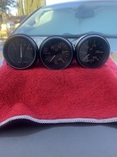 Lot Of 3 Black Stewart Warner 2-116 Gauges Oil Pressurewater Mechanical Amp