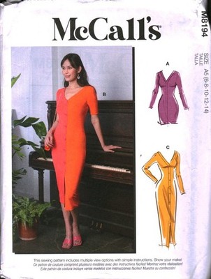 8194 UNCUT McCalls SEWING Pattern Misses Two Way Stretch Knit Dress Fitted OOP