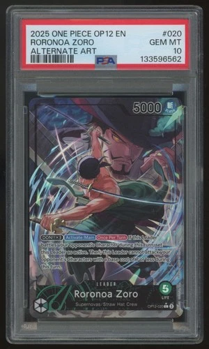 2025 One Piece Roronoa Zoro OP12 Alt Art #020 PSA 10