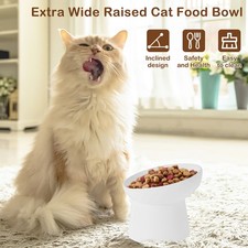 Raised Cat Food Bowl Ceramic Elevated Cat Bowls Extra Wide Tilted Pet Bowl leyMz