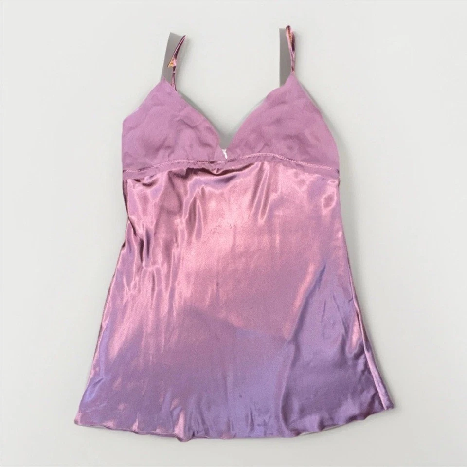 Nuevo con etiquetas Camisón Vera Wang Satinado Rosa Oscuro Hasta la Rodilla Busto de Gasa Talla XL Ver Foto Foto 4 de 4