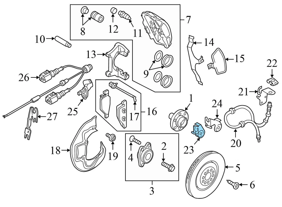 AUDI A6 2012-2018 - Freno delantero derecho línea/soporte manguera 4G0611846B Foto 3 de 4