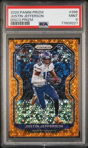 2020 Panini Prizm - Rookie Justin Jefferson #398 Orange Disco Prizm (RC) PSA 9🔥