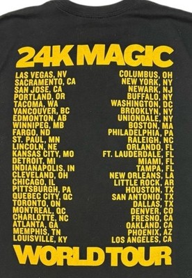Bruno Mars Official Concert T-shirt 24k Magic World Tour Double Sided Size Large