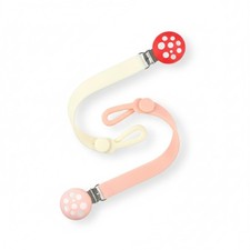 RaZbaby Chompy Silicone Pacifier Holder Clip Set 2 Pack Textured, Red/Pink