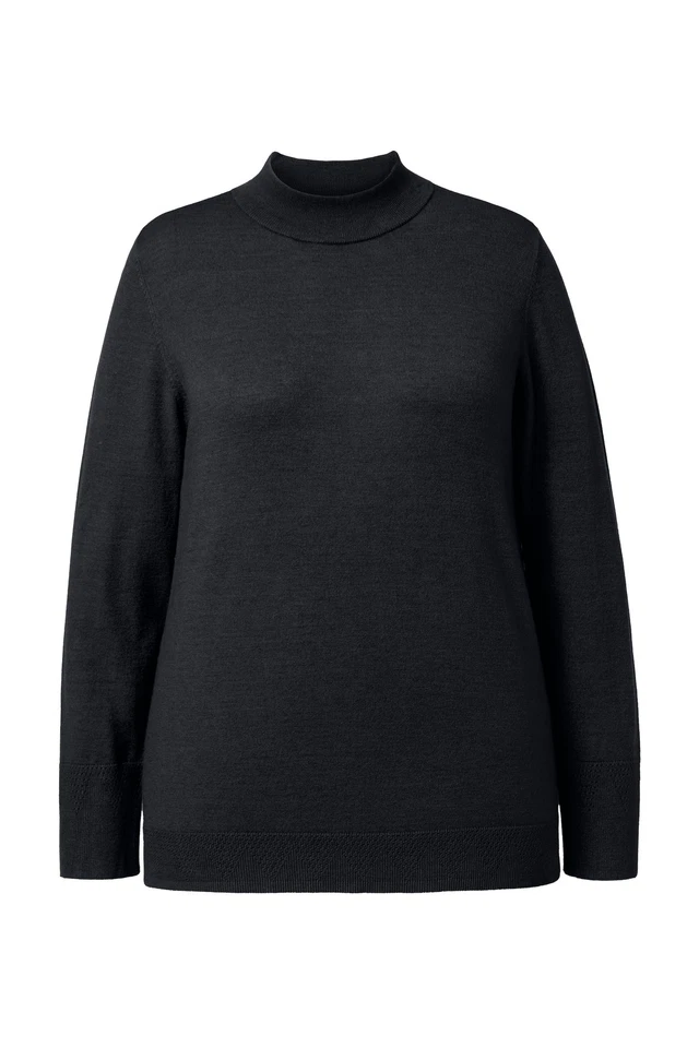 Ulla Popken Damen große Größen Pullover Stehkragen Langarm Rippbündchen 822010