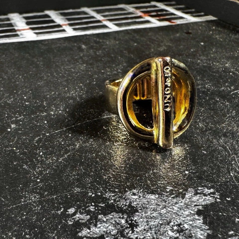 Anillo Uno De 50 Talla 8.5 Chapado en Oro 18k ENCENDIDO/APAGADO Grueso Hecho en España ~Auténtico~ Foto 4 de 4