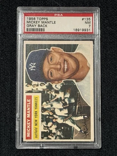 1956 Topps #135 Mickey Mantle Gray Back  “PSA 7 NM” New York Yankees HOF